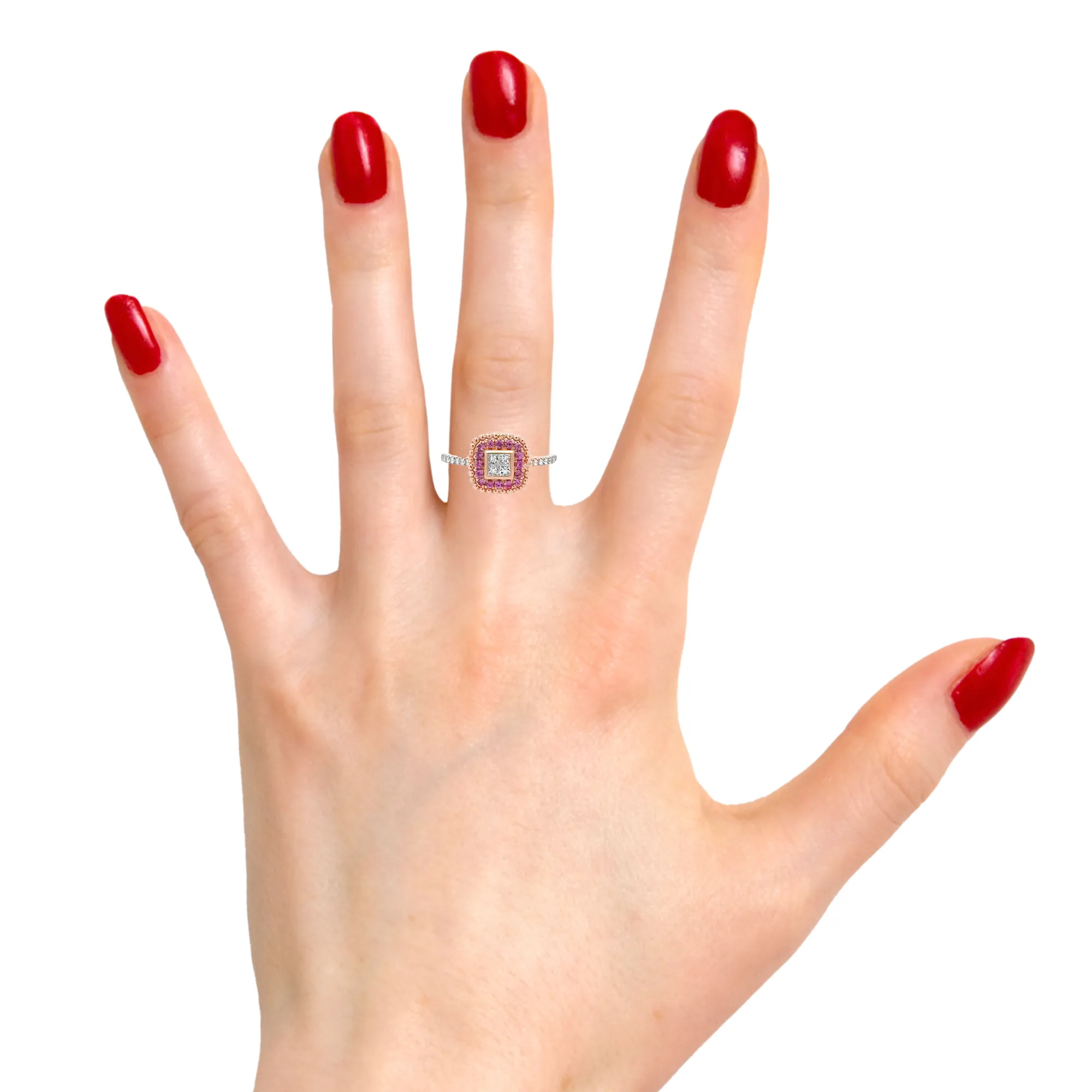 14K Rose Gold Pink Diamond Ring