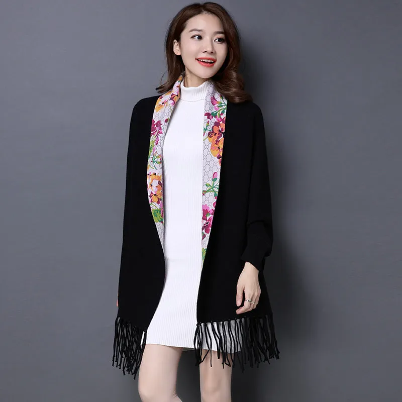 2017 Brand print flower Cashmere Pashmina women HOT SALE fashion tassel scarf Female shawl long Sleeve high quality Ponchos Cape