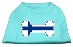 Bone Shaped Finland Flag Screen Print Shirts Aqua M (12)