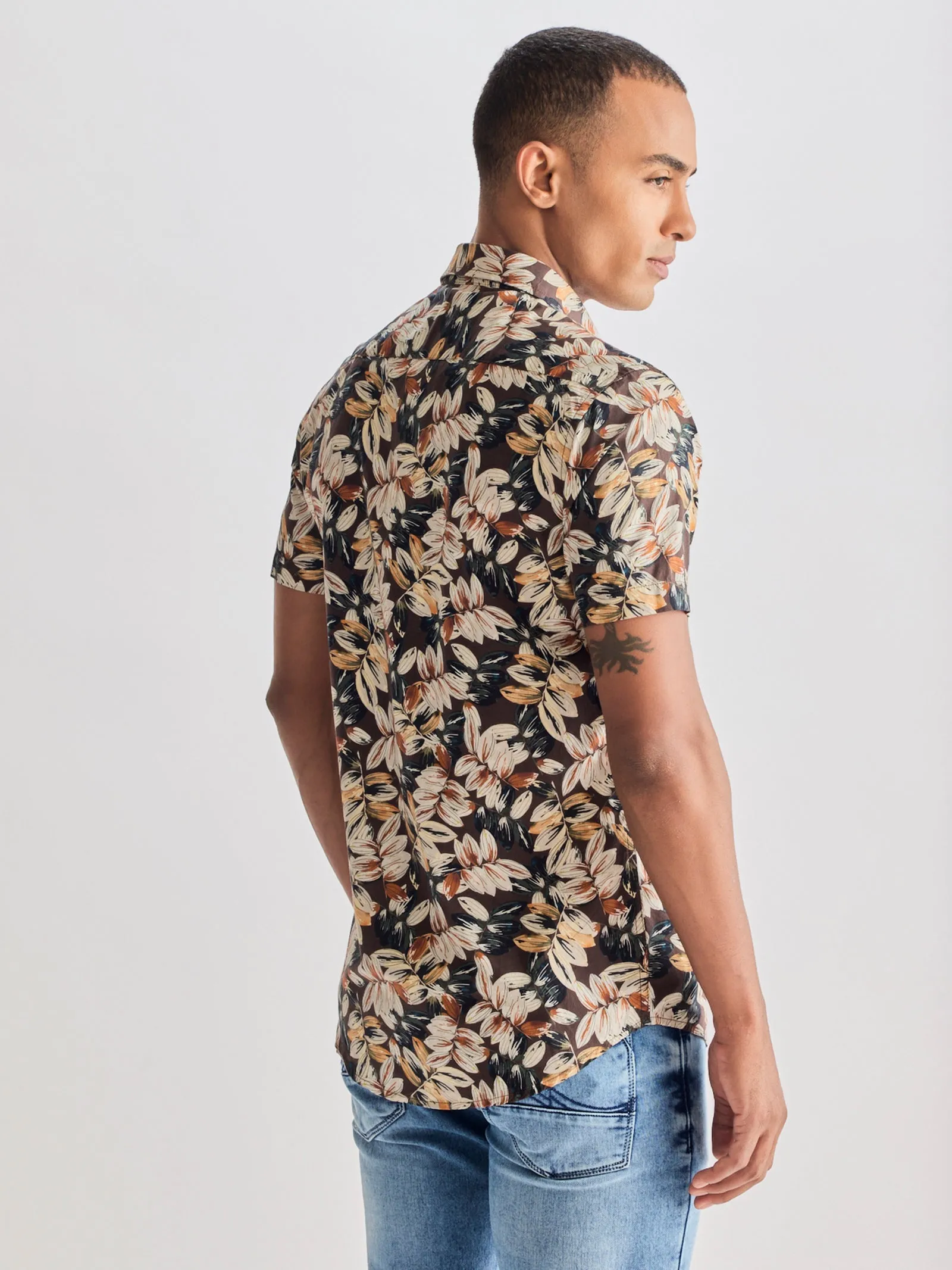 Brown Printed Shirt