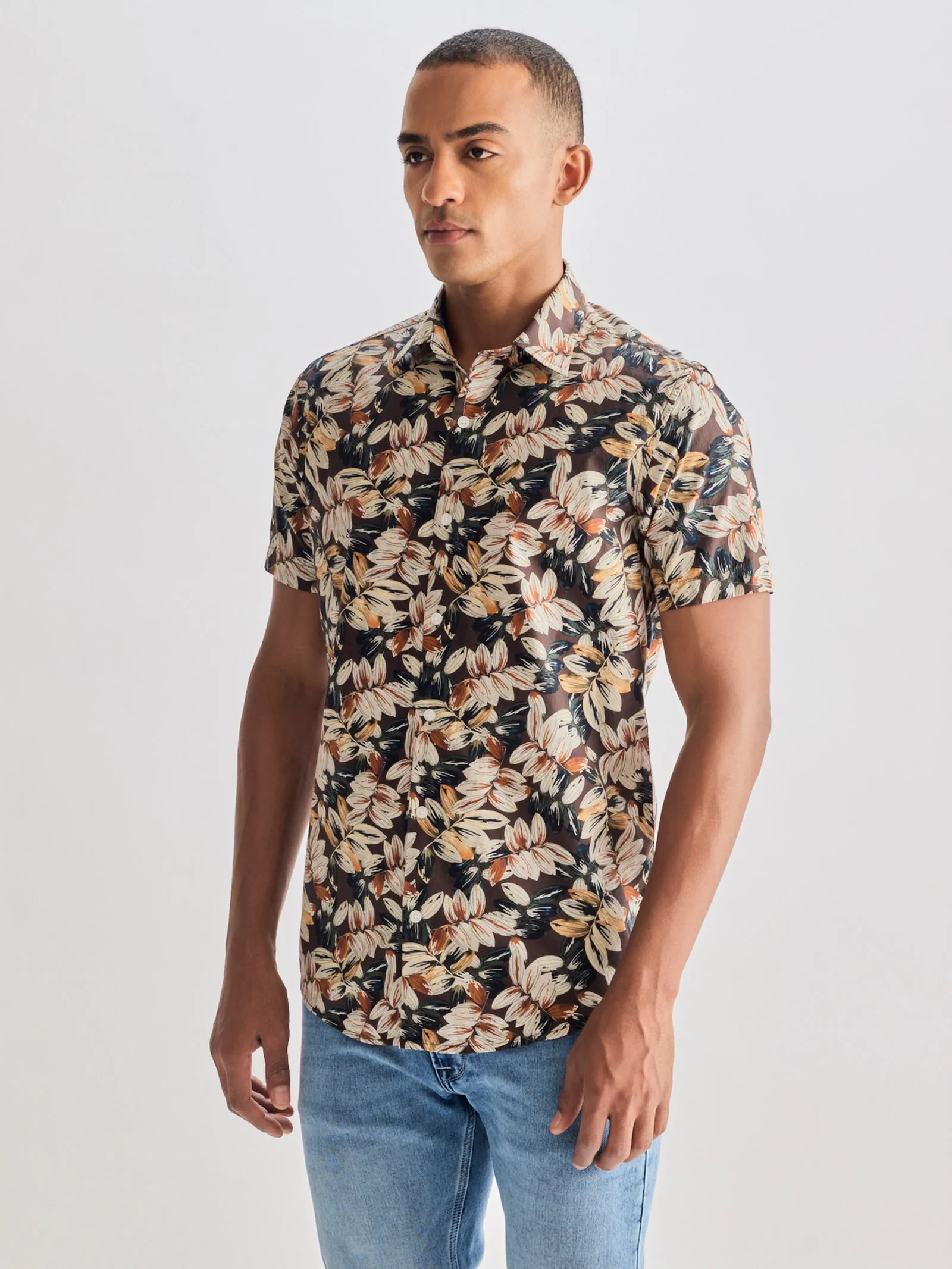Brown Printed Shirt