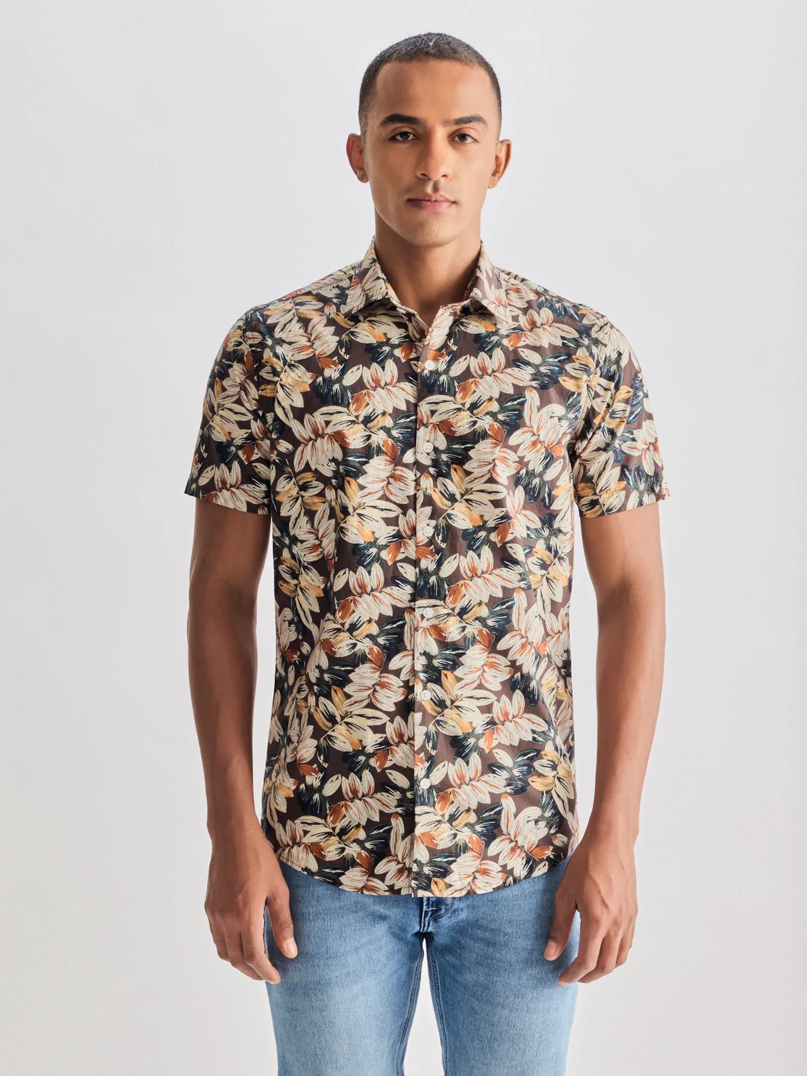Brown Printed Shirt