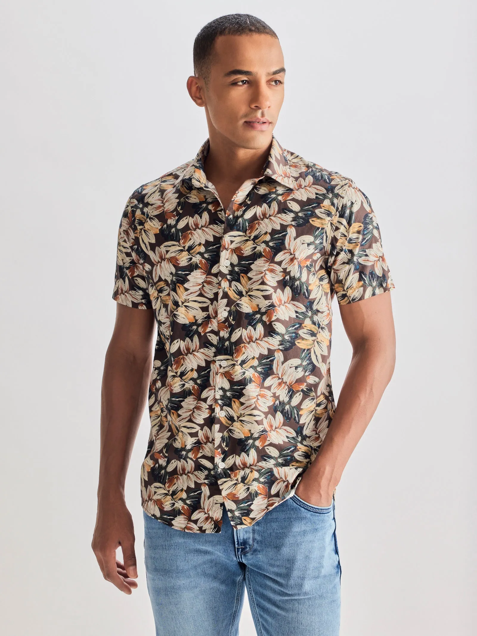 Brown Printed Shirt
