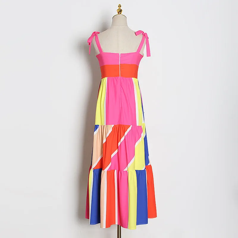 Brunch On The Beach Stripe Maxi Dress - MultiColor