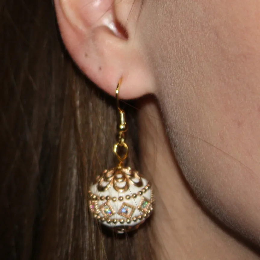 Elegant Gold Round Drop Wedding Bridesmaid Earrings