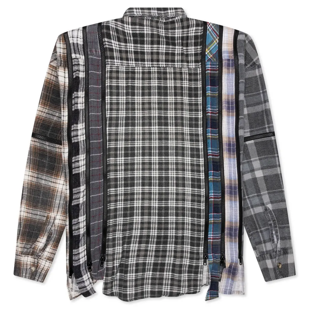 Flannel Shirt 7 Cuts Zipped Wide Shirt - Assorted