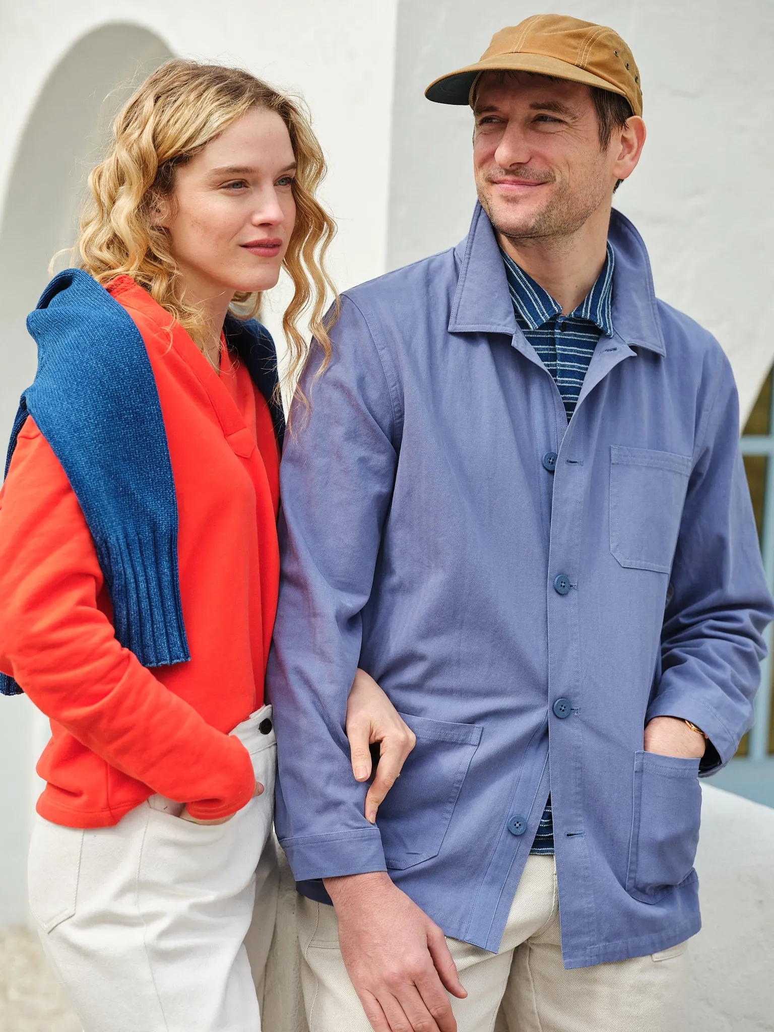 French Workman’s Jacket in Atlantic Blue Herringbone