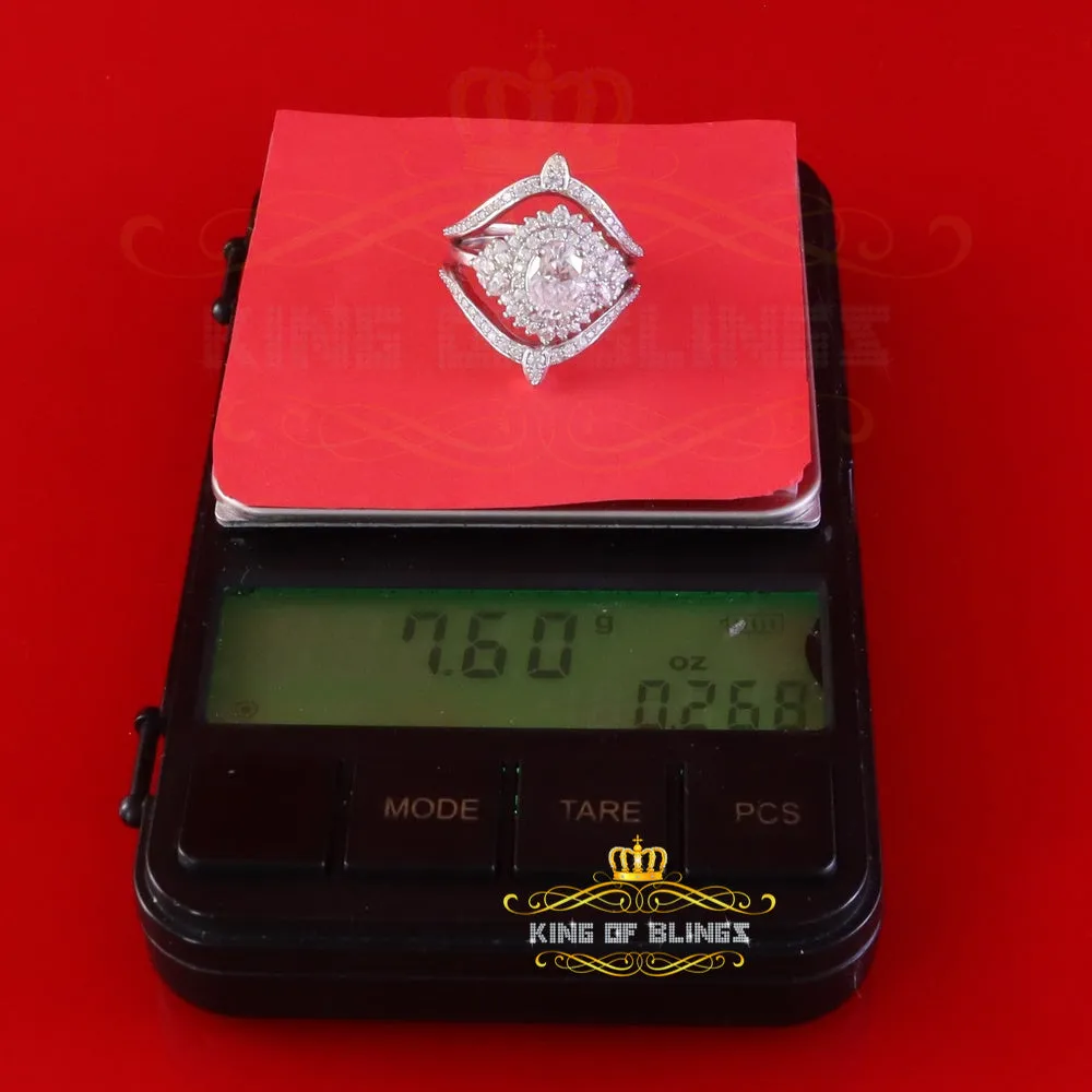 King Of Blings Solitaire Enhancer Guard Wrap Ring Insert SZ7 925 White Silver 3CT Moissanite