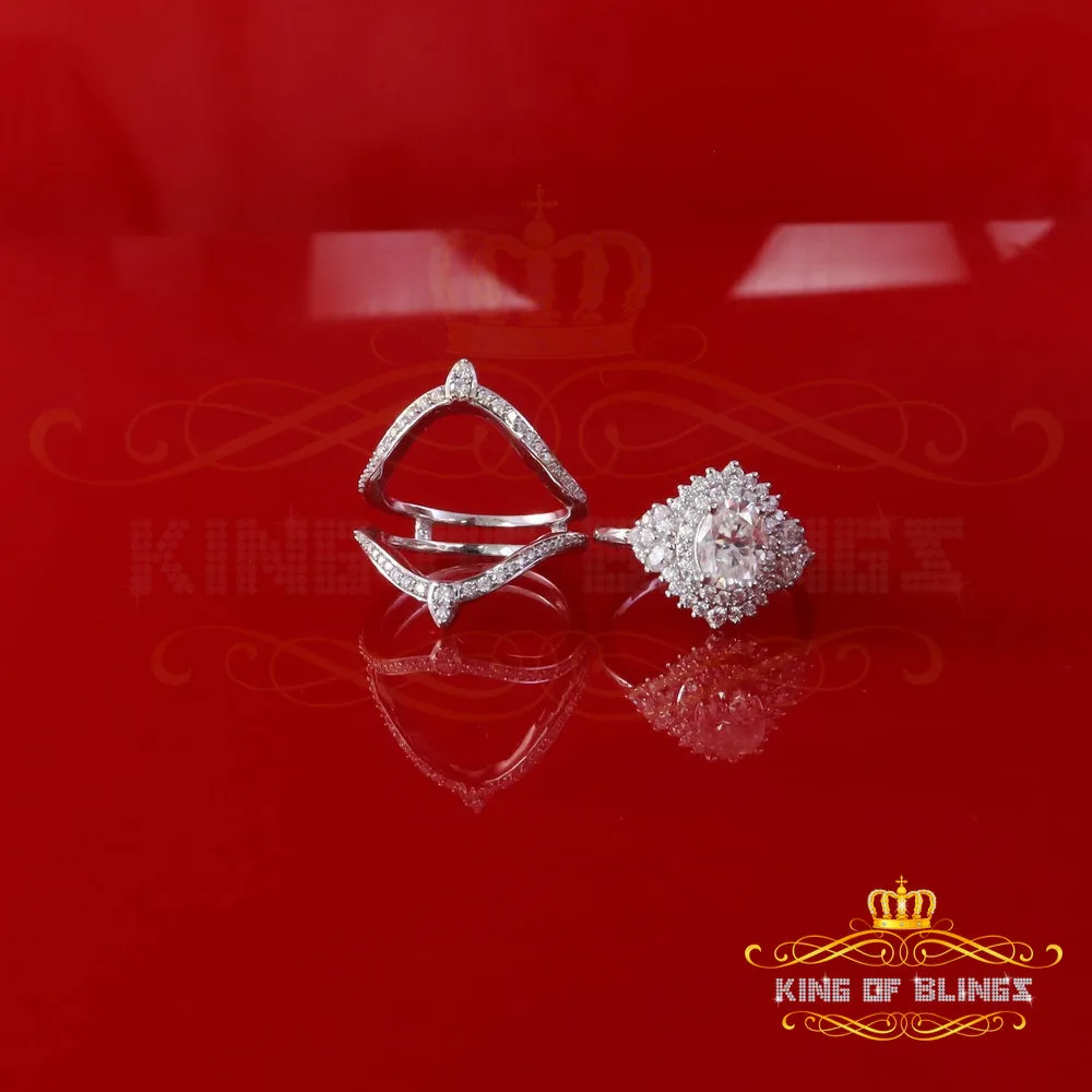 King Of Blings Solitaire Enhancer Guard Wrap Ring Insert SZ7 925 White Silver 3CT Moissanite