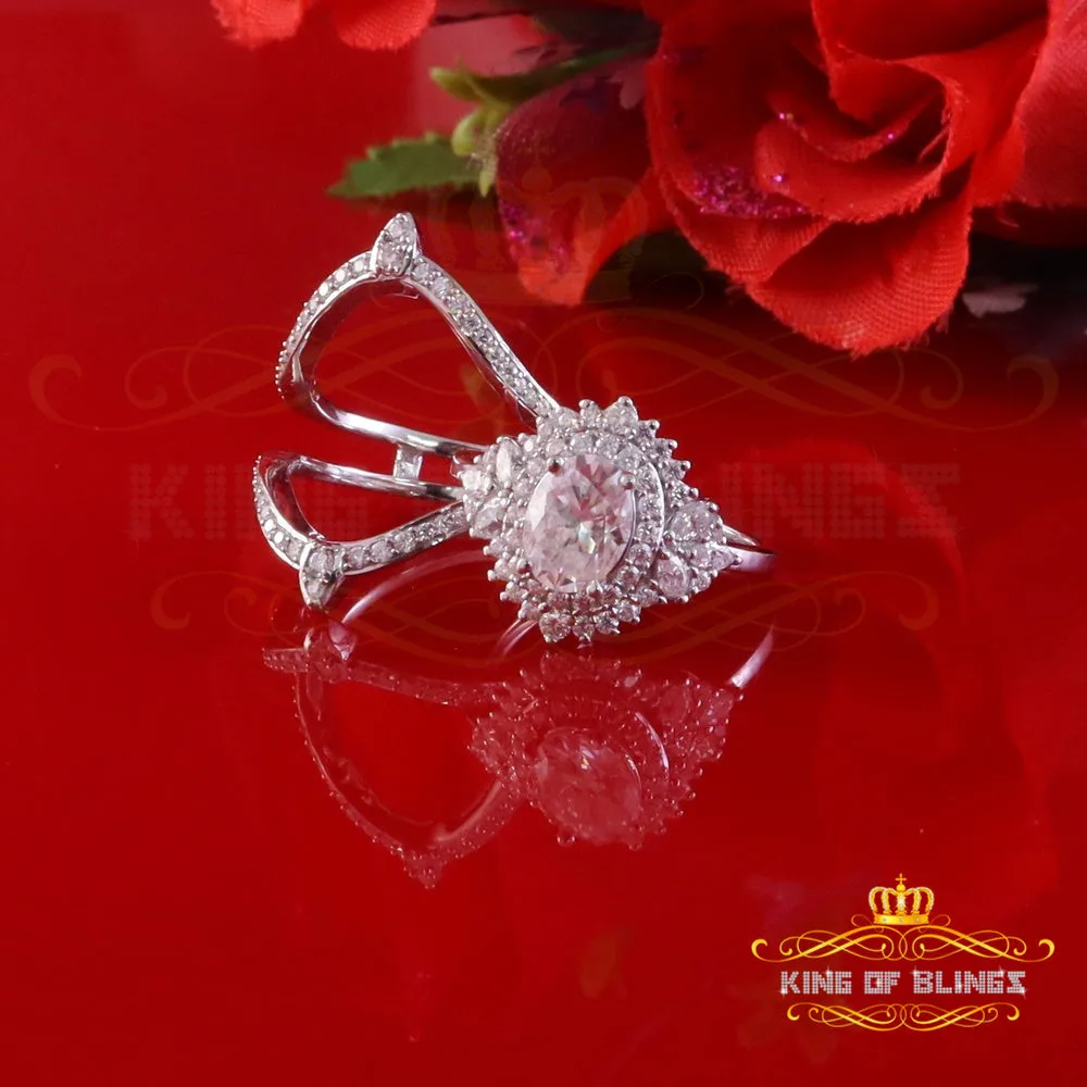 King Of Blings Solitaire Enhancer Guard Wrap Ring Insert SZ7 925 White Silver 3CT Moissanite