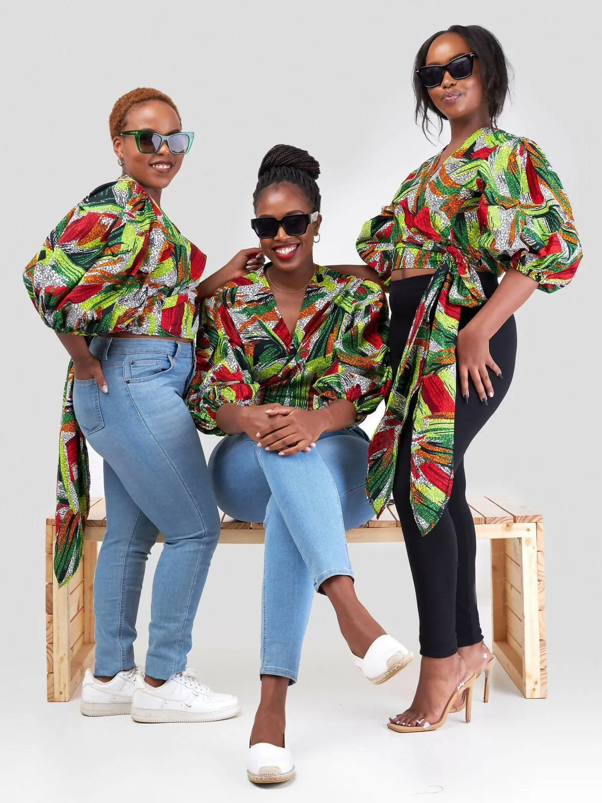 Merli Africa Zari Wrap Top - White Print