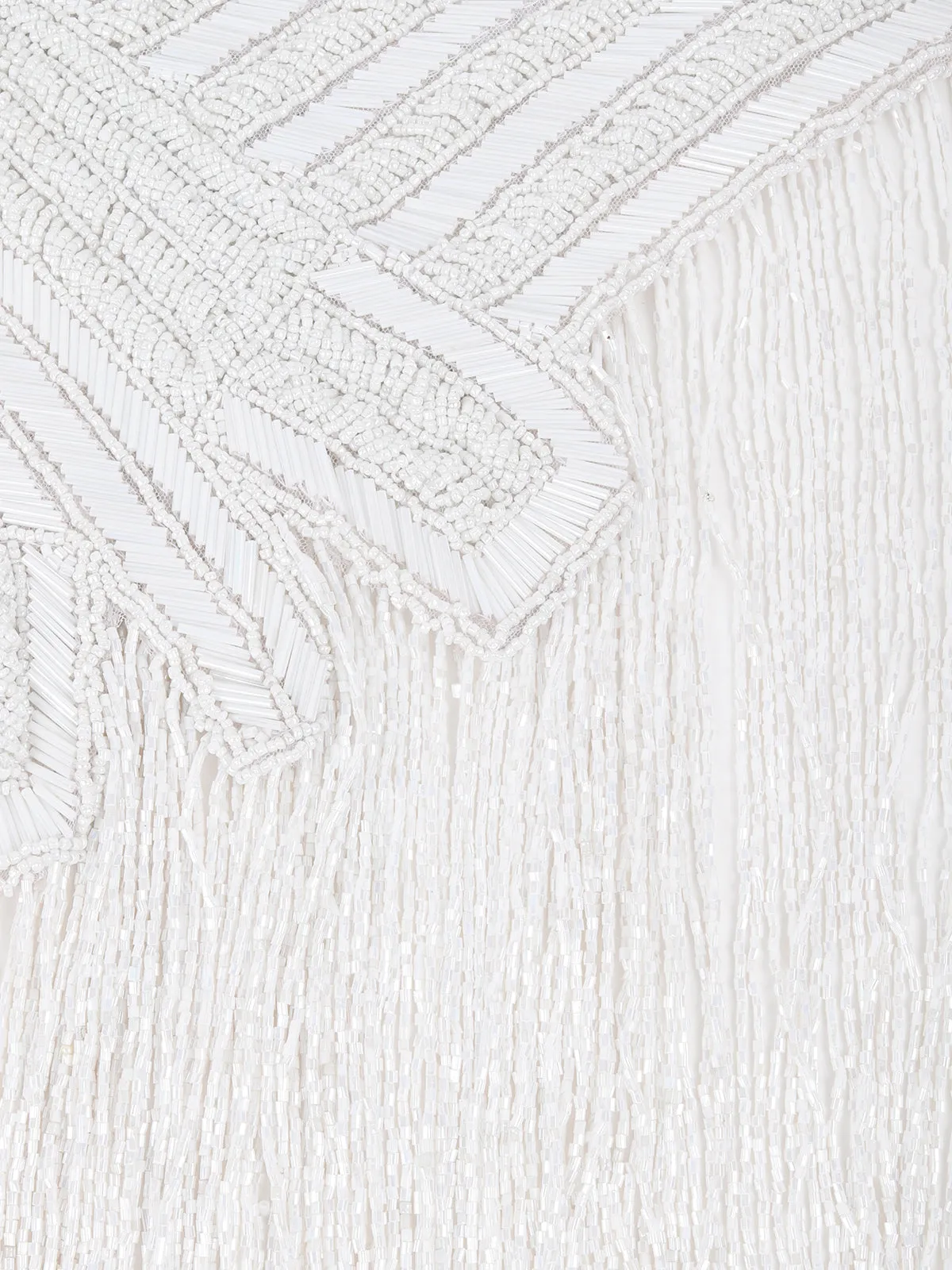 Odette White Embellished Tassels Cape for Women