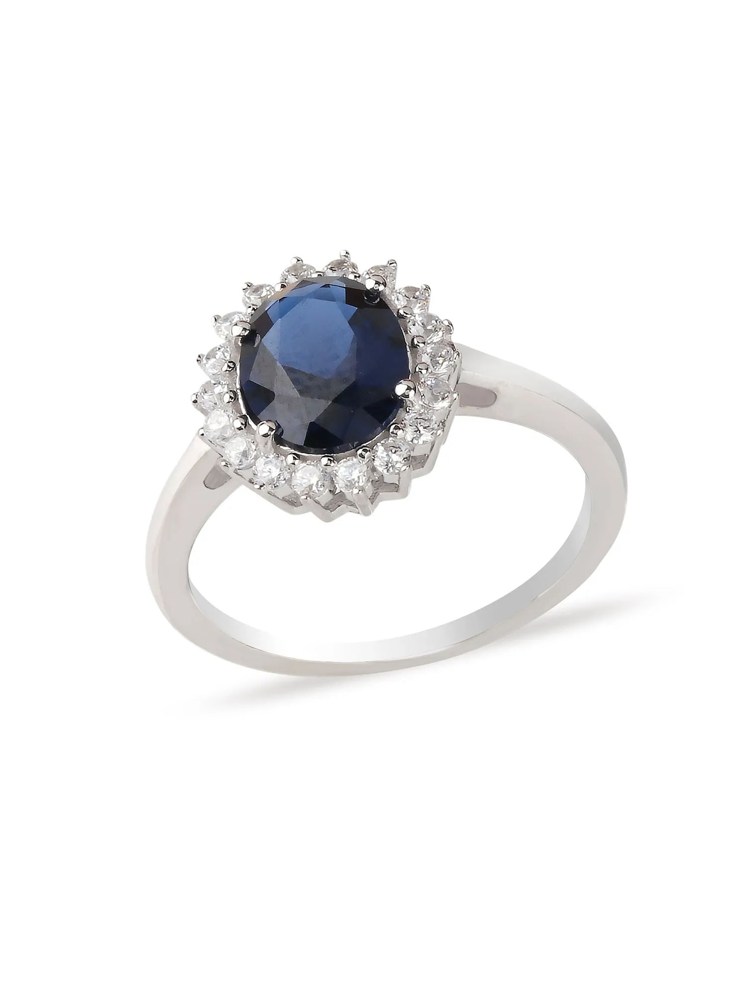 Oval Blue Sapphire Silver Ring