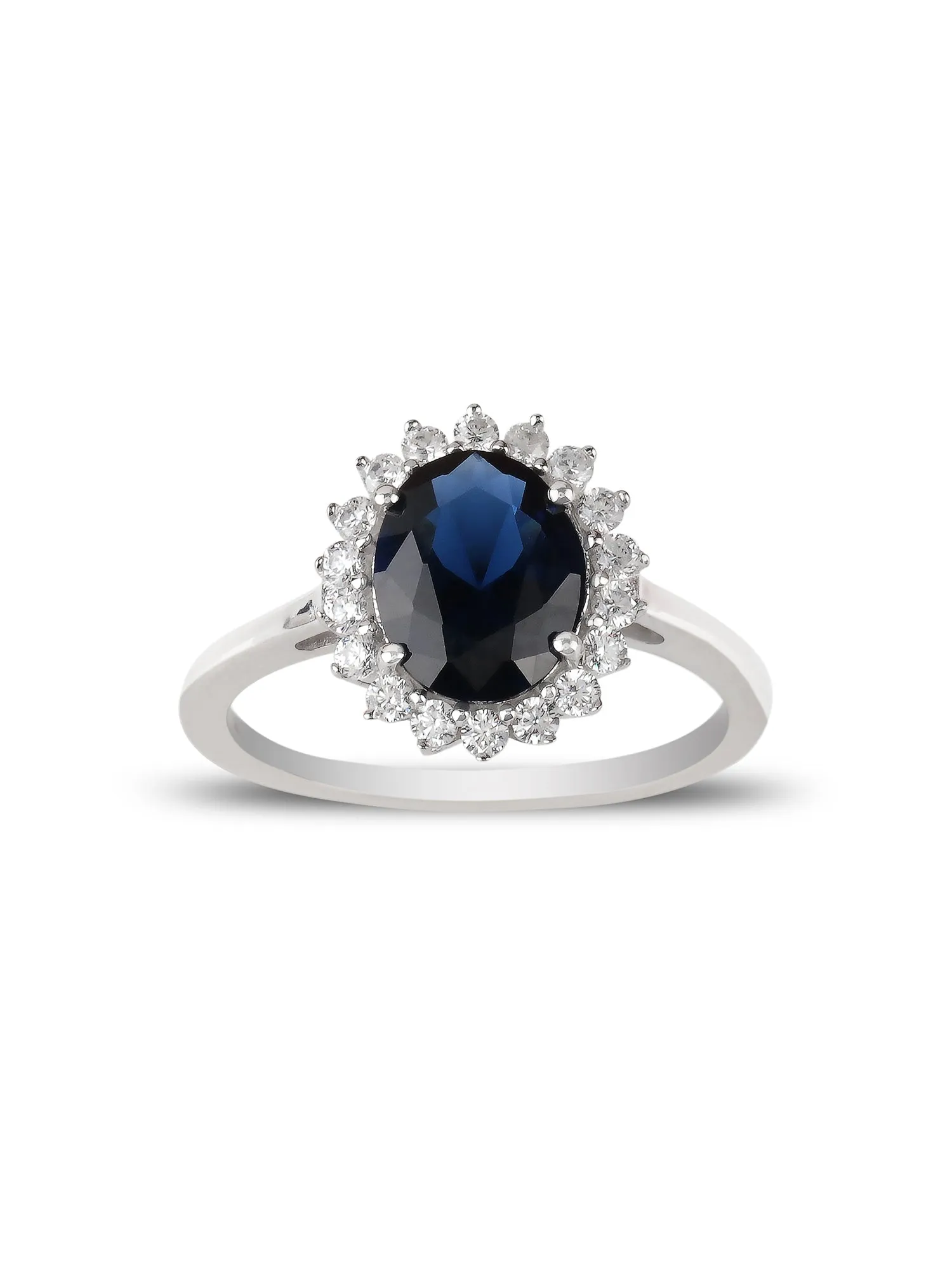 Oval Blue Sapphire Silver Ring