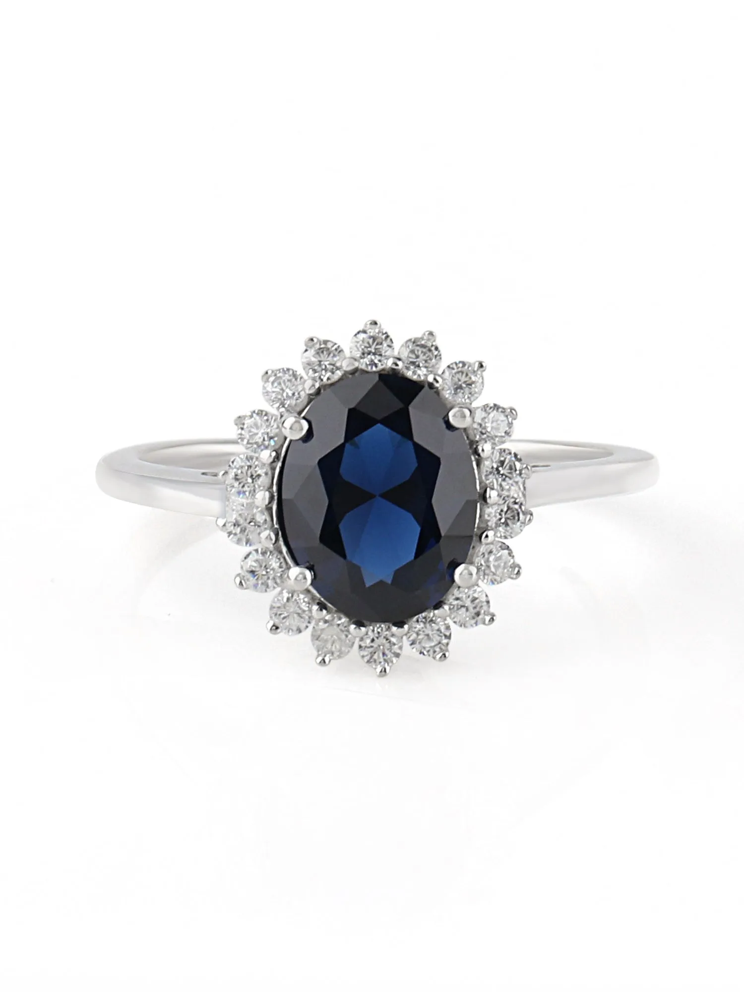 Oval Blue Sapphire Silver Ring