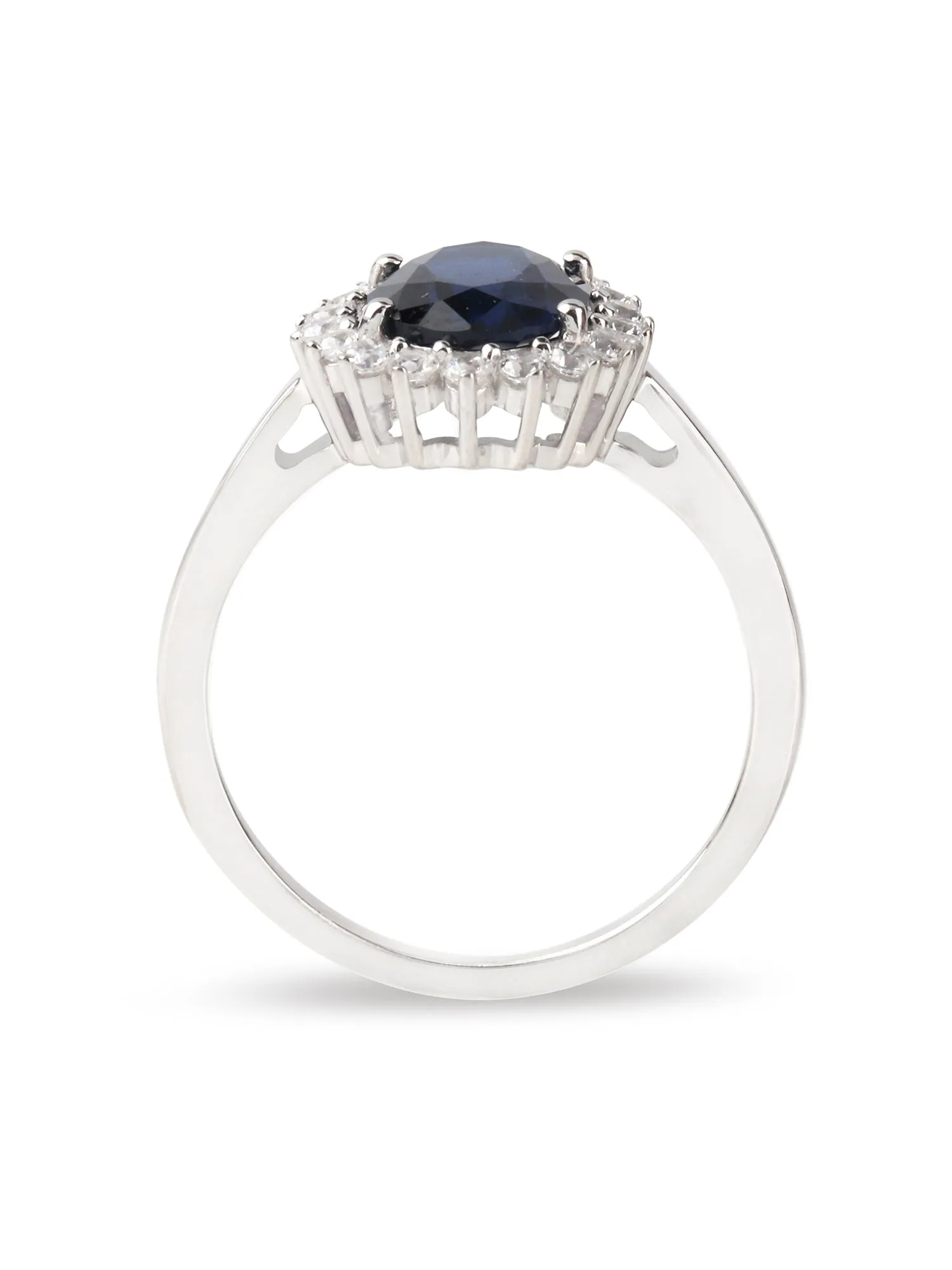 Oval Blue Sapphire Silver Ring