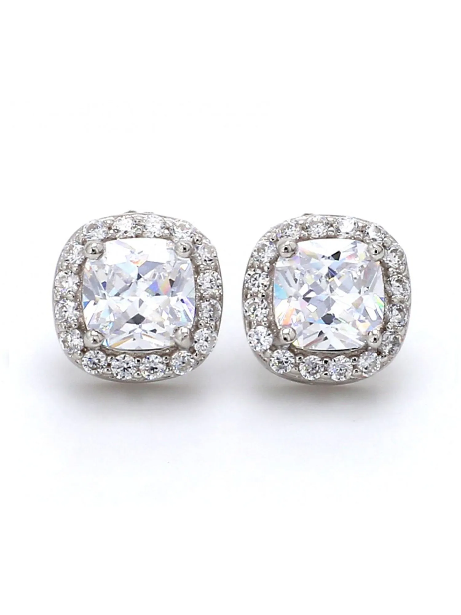 Princess Cut 1 Carat American Diamond Stud Earrings In 925 Sterling Silver