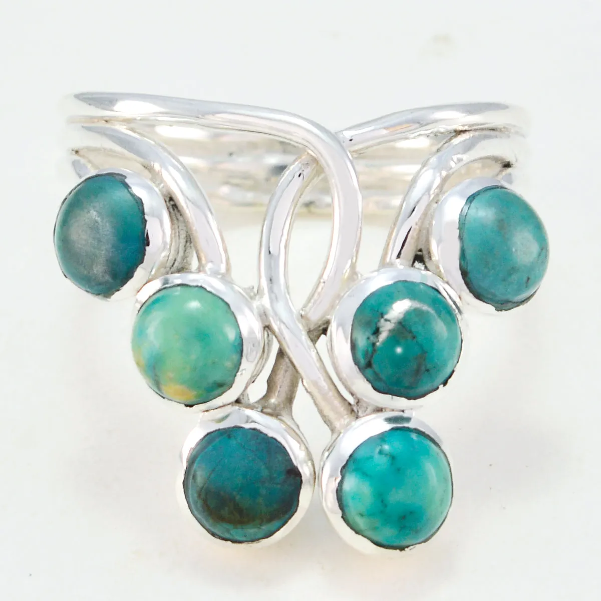 Riyo Fine Gems Turquoise 925 Sterling Silver Ring Princess Jewelry