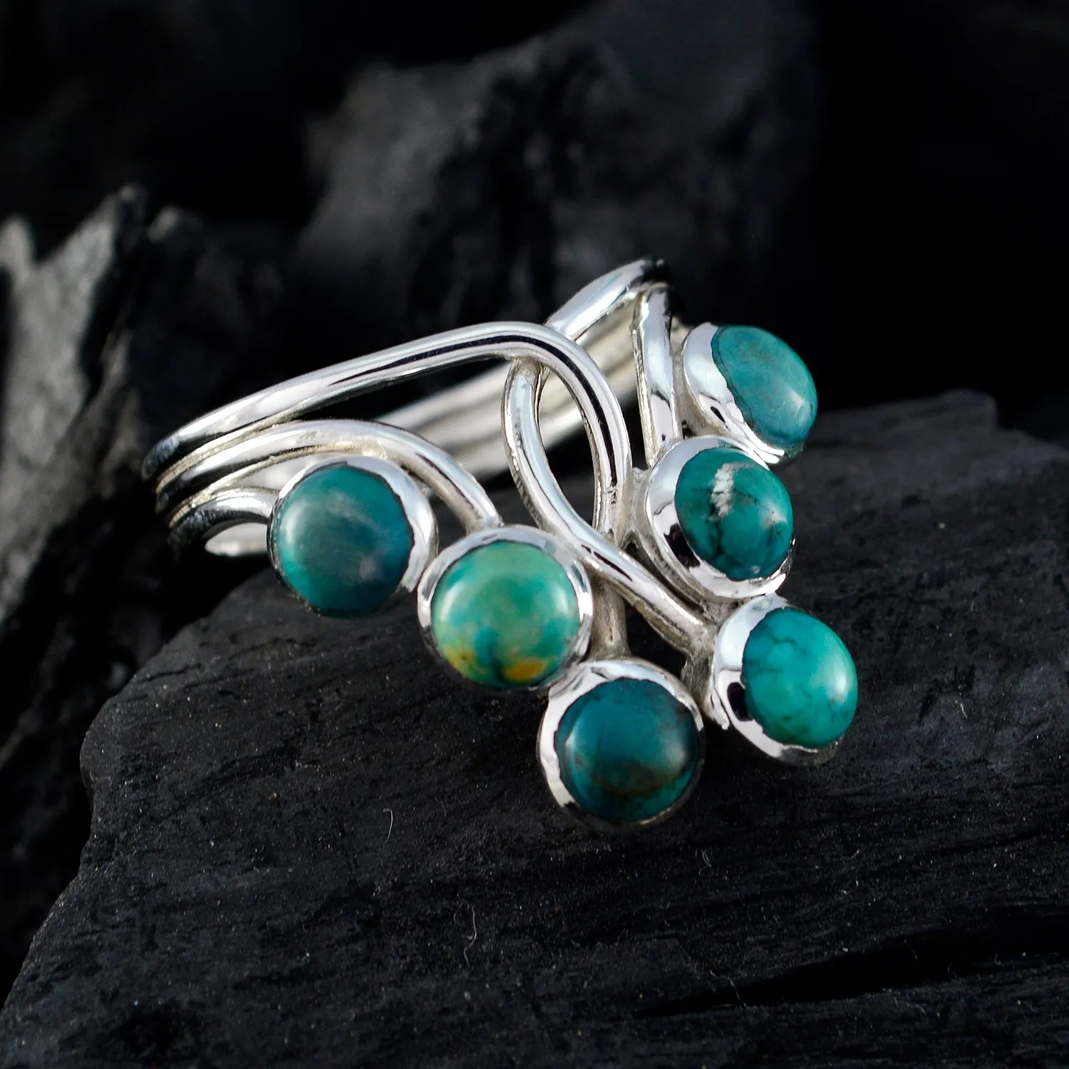 Riyo Fine Gems Turquoise 925 Sterling Silver Ring Princess Jewelry