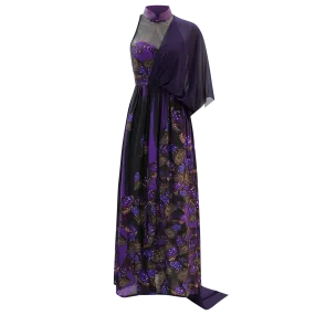 SPARKLE BY KAREN CHAN x Fung Yuen Butterfly Reserve【BLUE SPOTTED CROW】100% Silk Cheongsam Party Dress (Halter Neck) (藍點紫斑蝶)