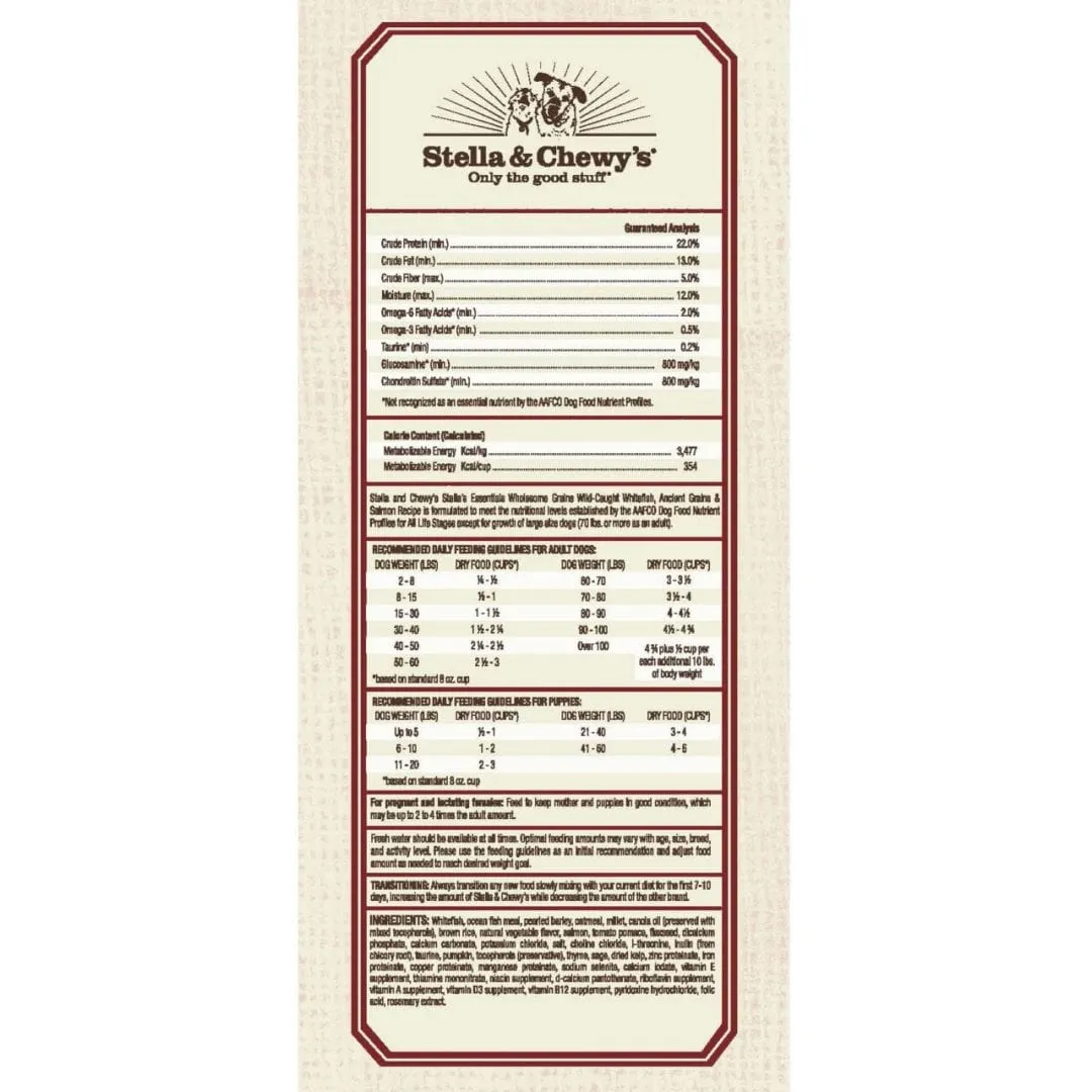 Stella & Chewy's Essentials Wild Caught Whitefish w/Salmon & Ancient Grains Recipe Dog Food