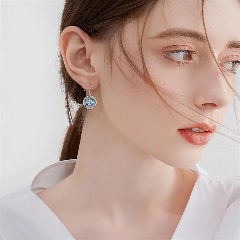 Tree of Life Earrings Sterling Silver Celtic Tree of Life Abalone Shell Dangle Drop Earrings for Women Jewelry
