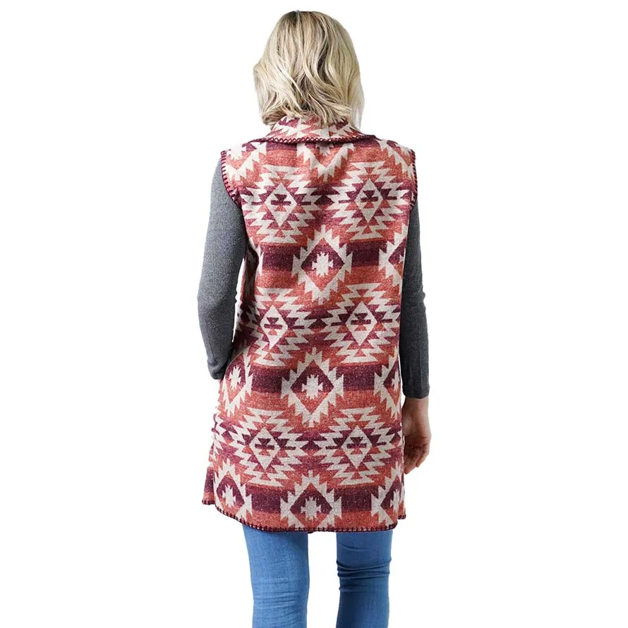Western Patterned Pocket Vest