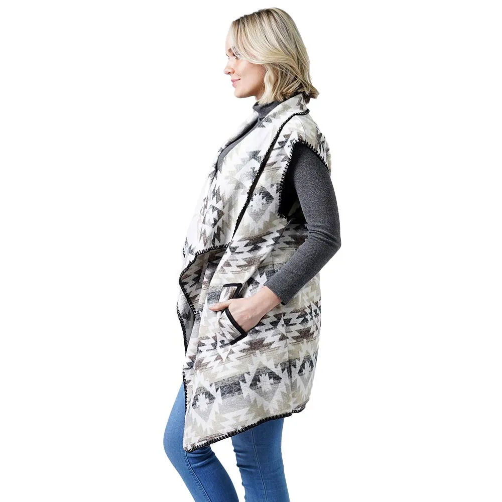 Western Patterned Pocket Vest